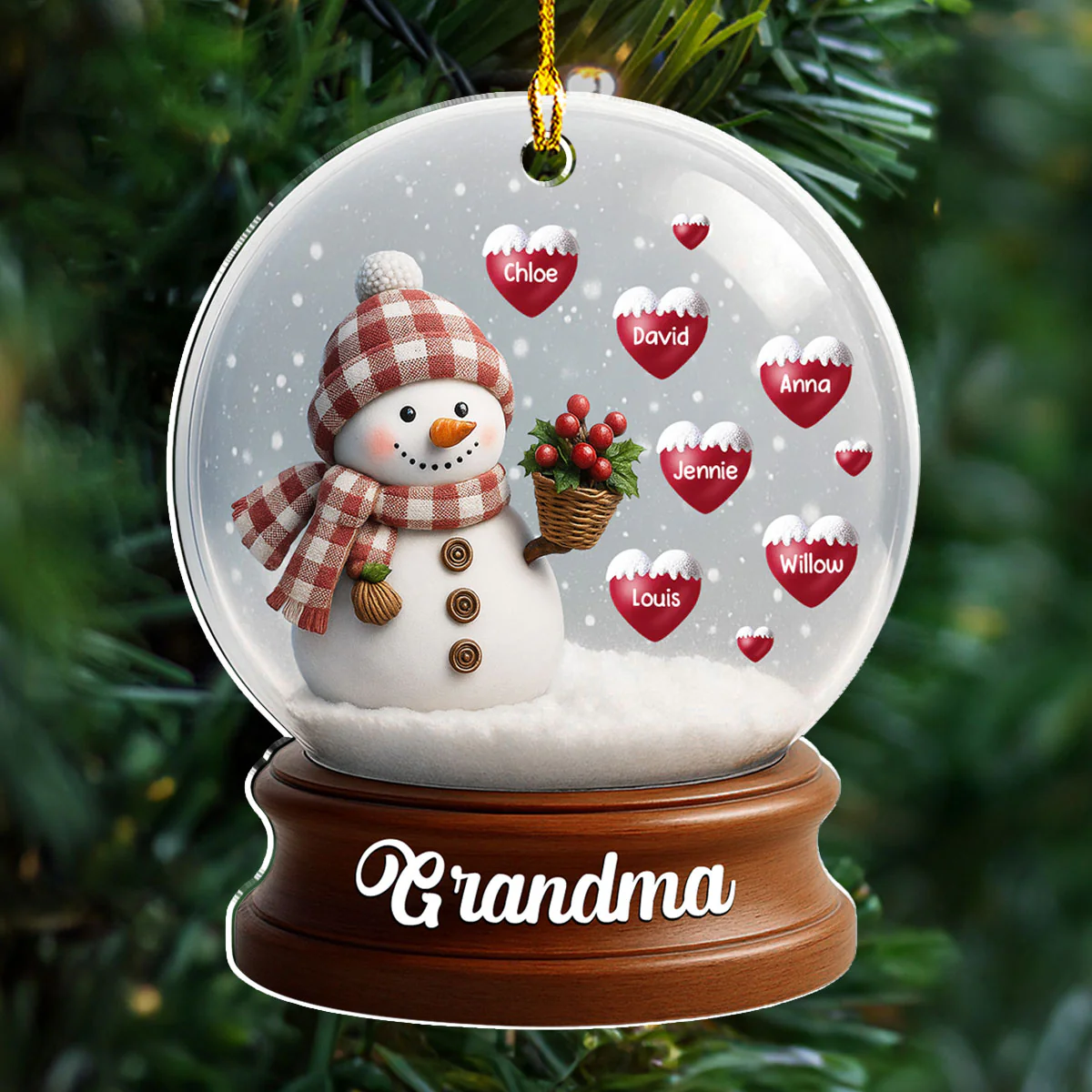 Snowman Of Love - Personalized Custom Acrylic Ornament - Image 3
