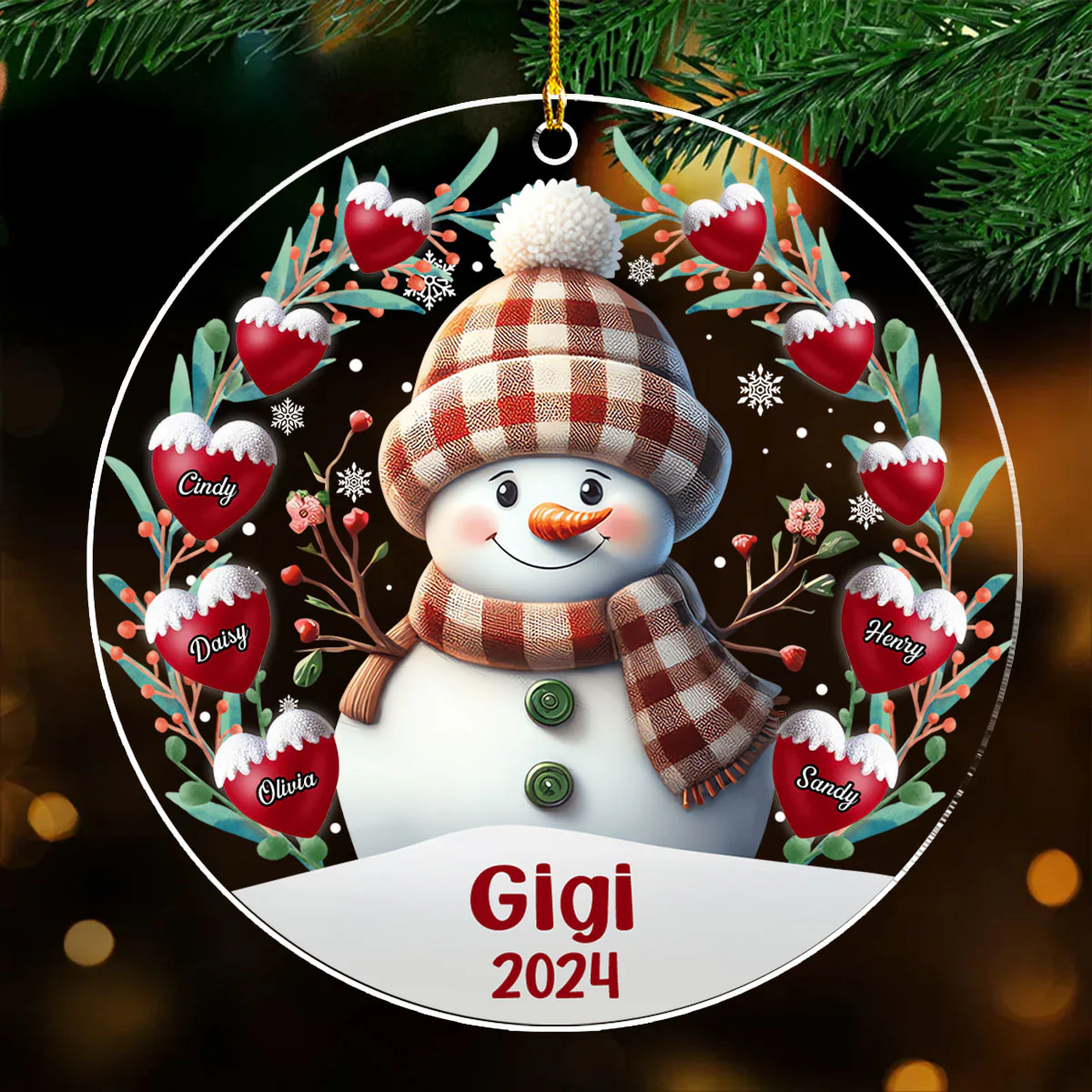 Snowman - Personalized Custom Acrylic Ornament - Image 2