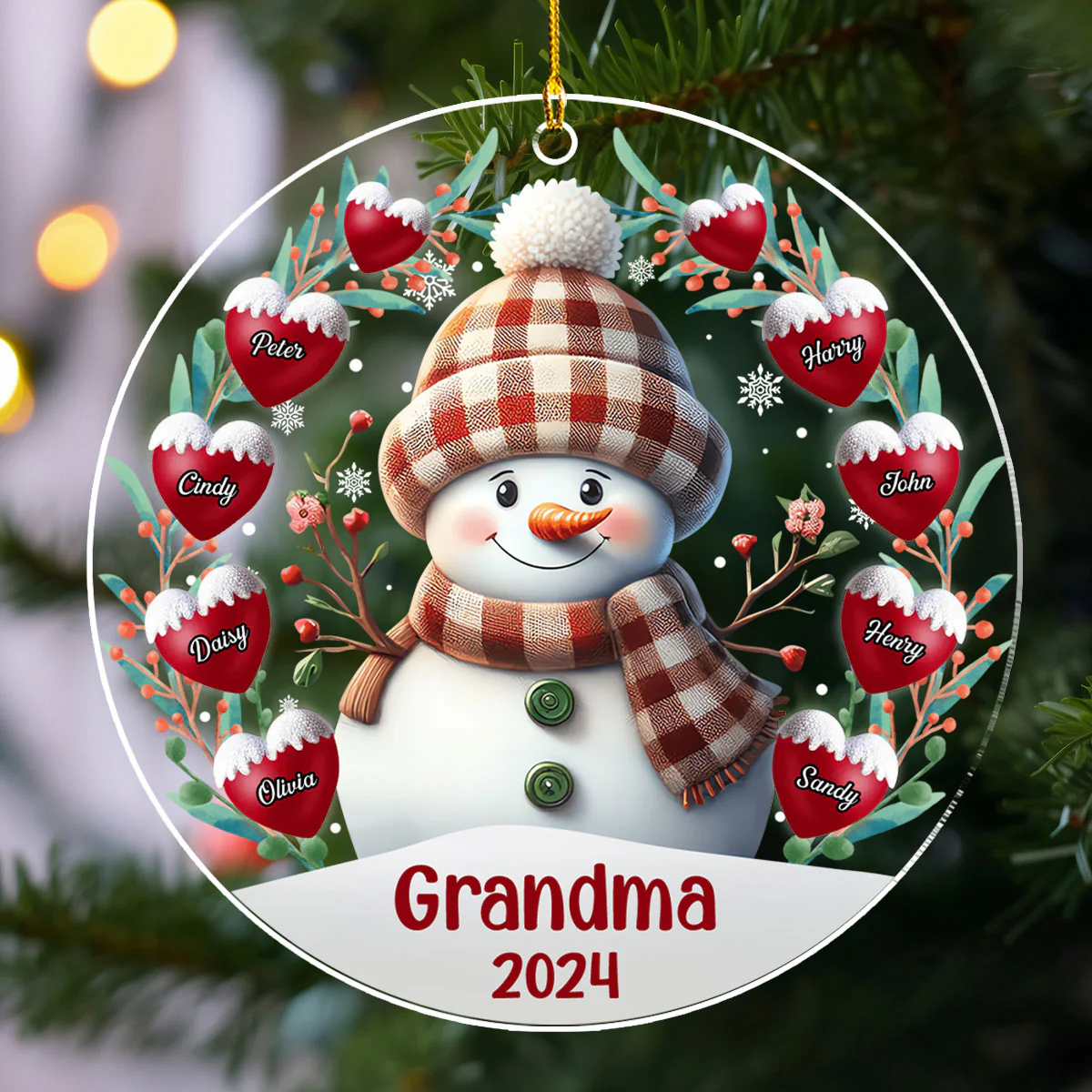 Snowman - Personalized Custom Acrylic Ornament - Image 3