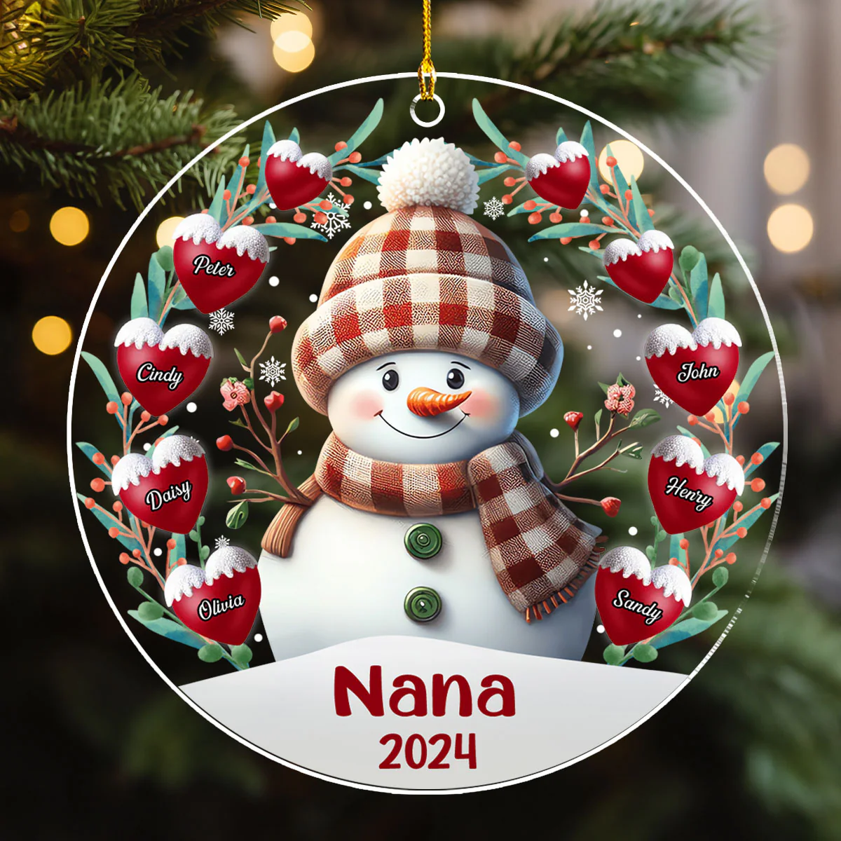 Snowman - Personalized Custom Acrylic Ornament - Image 4