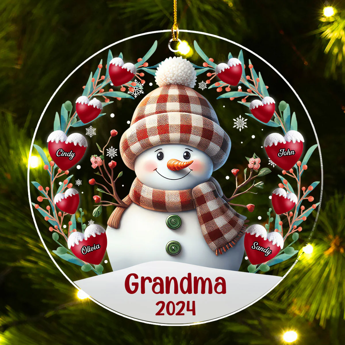 Snowman - Personalized Custom Acrylic Ornament - Image 5
