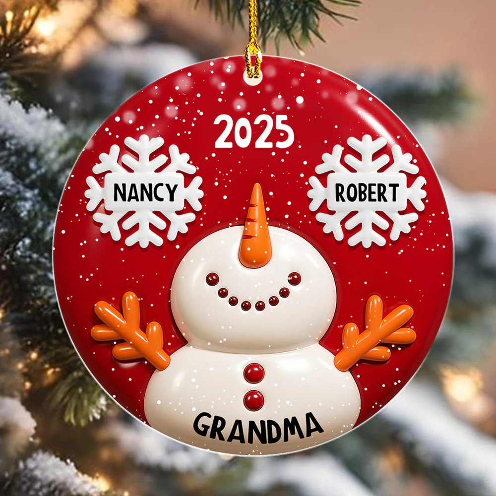 Snowy Kids -  Personalized Custom 3D Inflated Effect Acrylic Ornament - Image 4