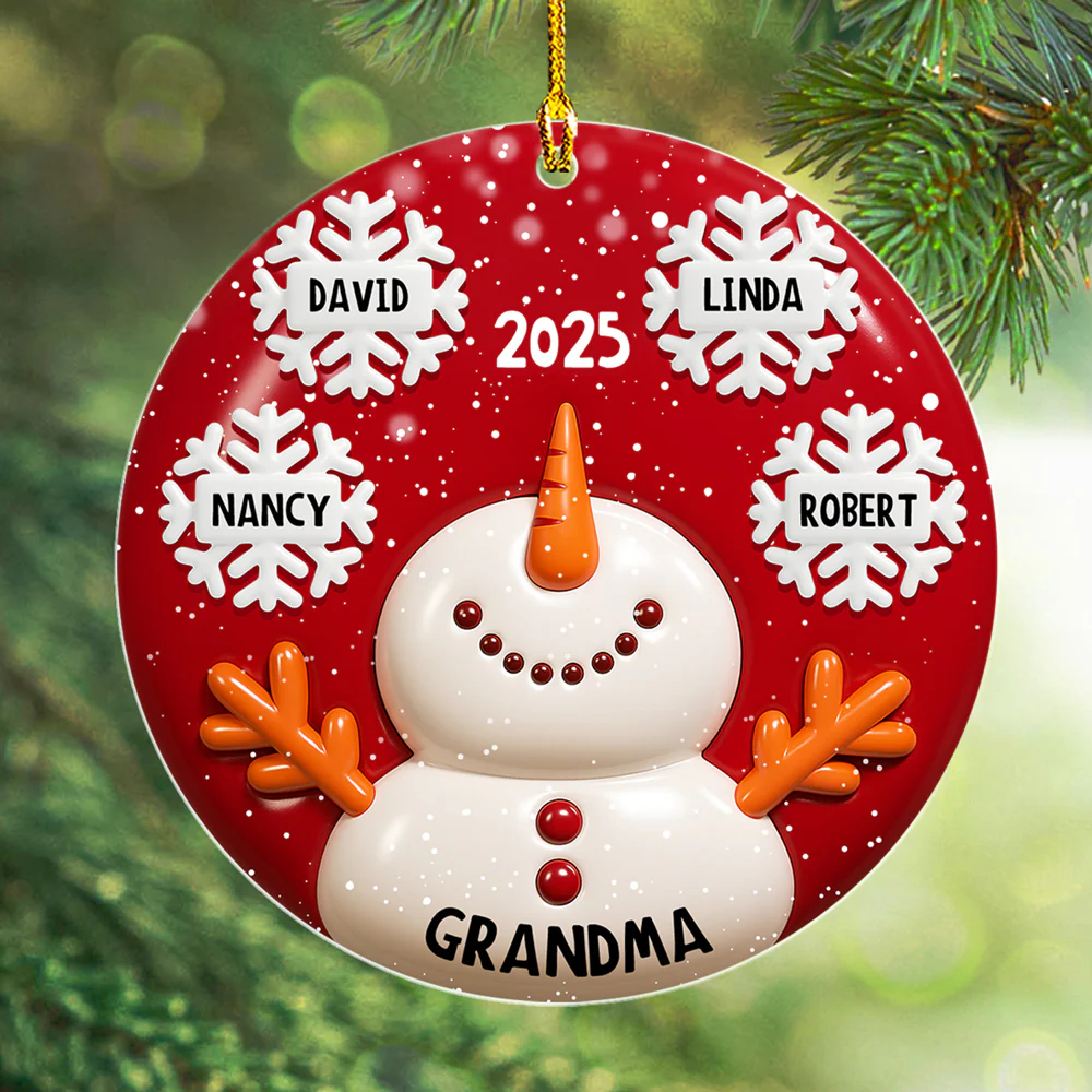 Snowy Kids -  Personalized Custom 3D Inflated Effect Acrylic Ornament - Image 5