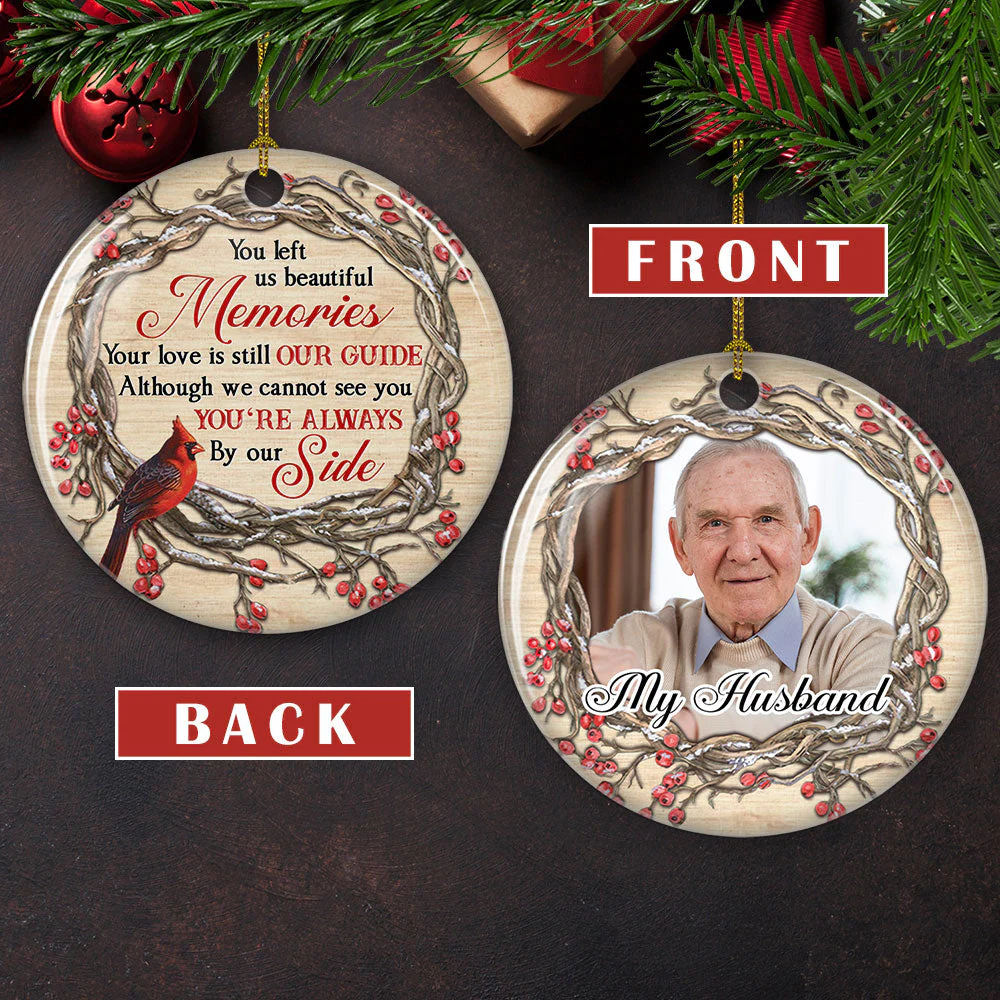 So Loved, So Missed - Personalized Custom Photo Circle Ceramic Ornament - Image 4