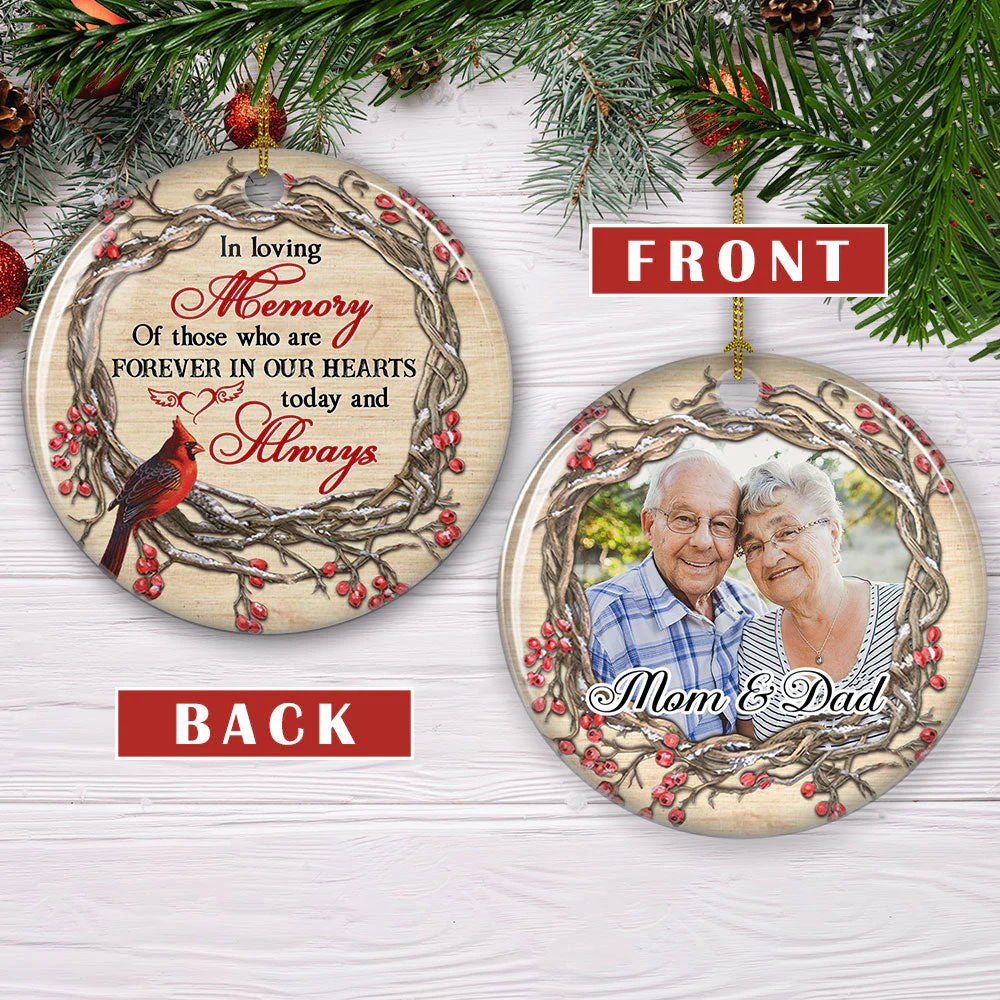 So Loved, So Missed - Personalized Custom Photo Circle Ceramic Ornament - Image 5