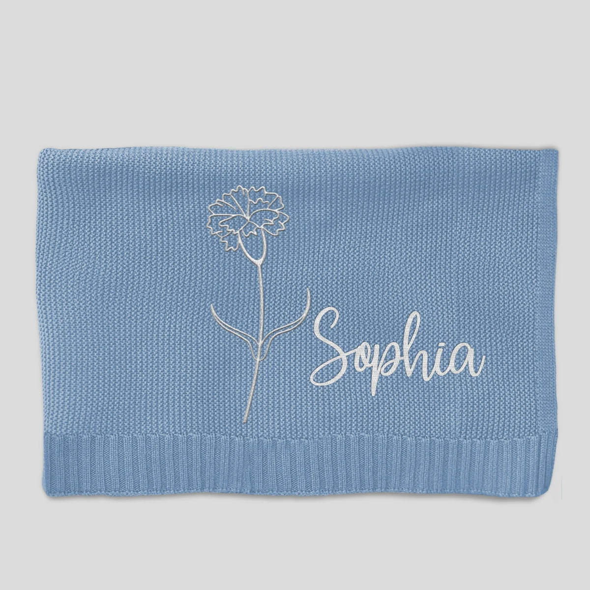 Soft Leaf - Personalized Custom Embroidered Knitted Baby Blanket - Image 8