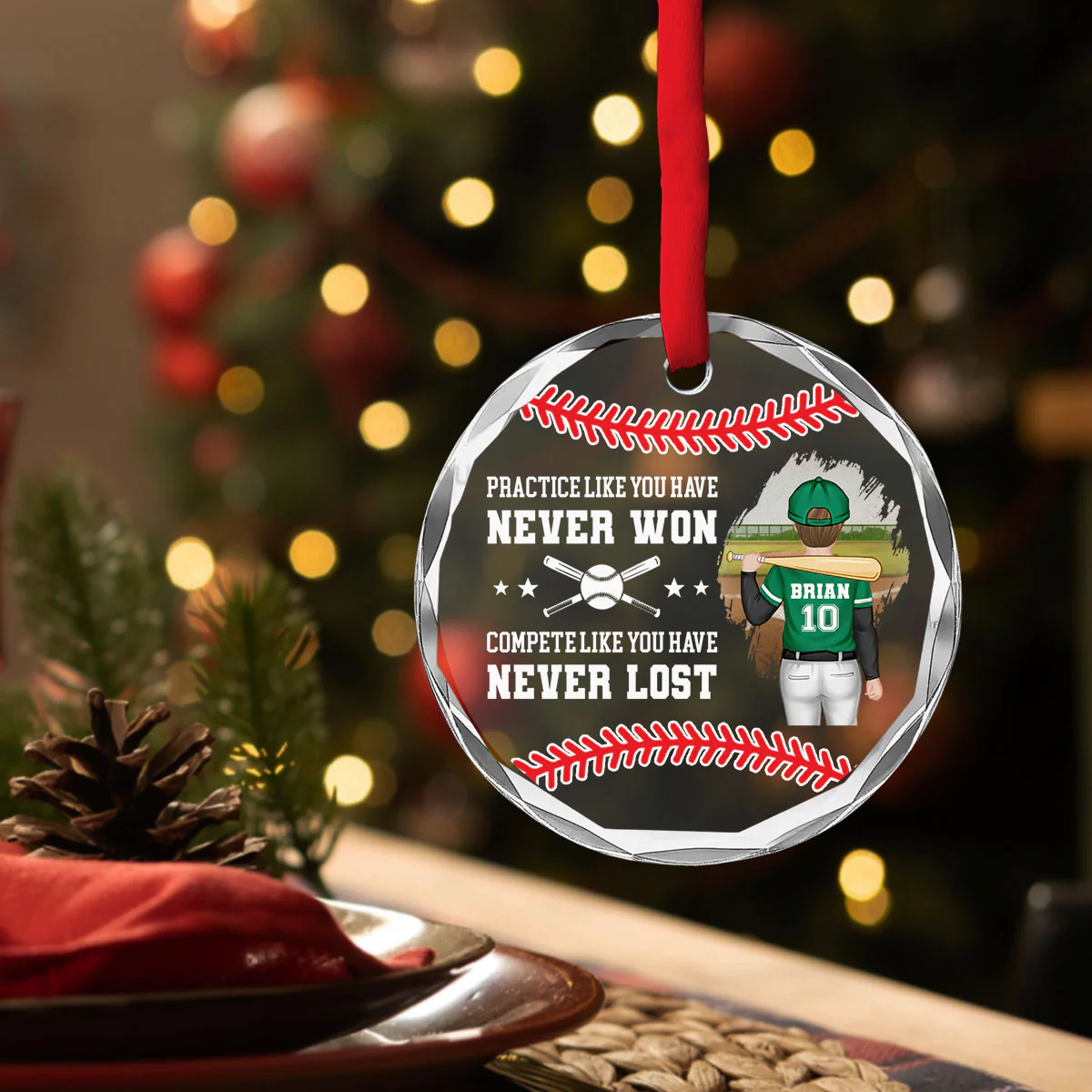 Some Boys Are Just Born With Baseball In Their Souls - Personalized Custom Glass Ornament - Image 3
