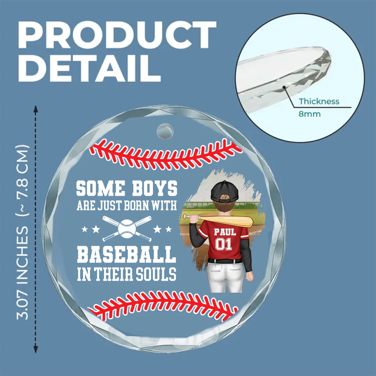 Some Boys Are Just Born With Baseball In Their Souls - Personalized Custom Glass Ornament - Image 5
