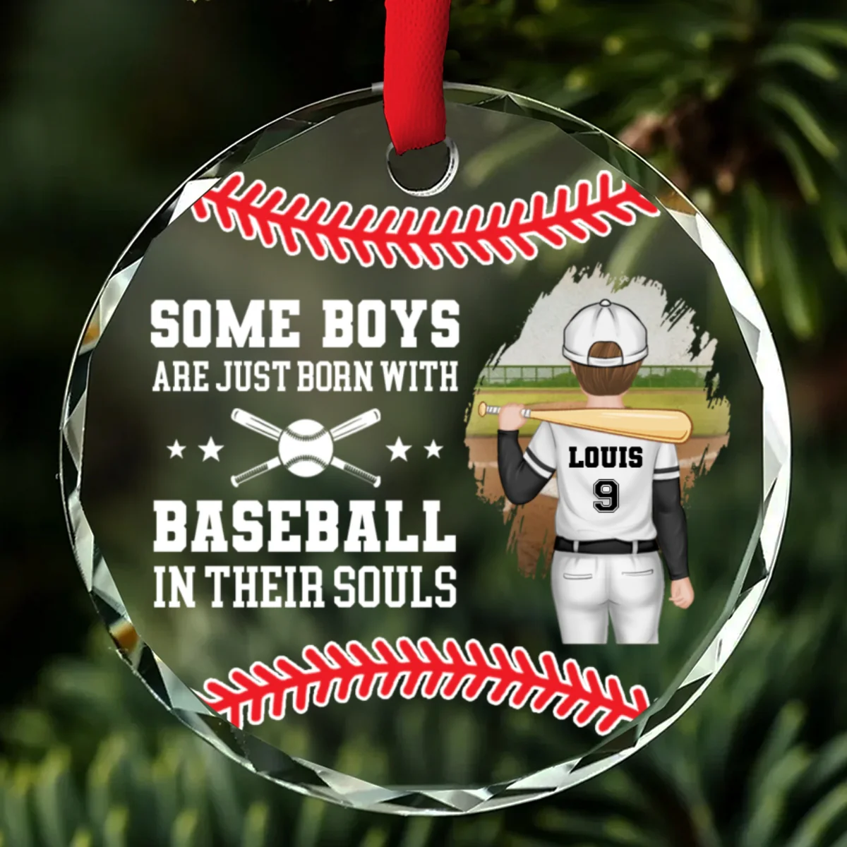 Some Boys Are Just Born With Baseball In Their Souls - Personalized Custom Glass Ornament - Image 6