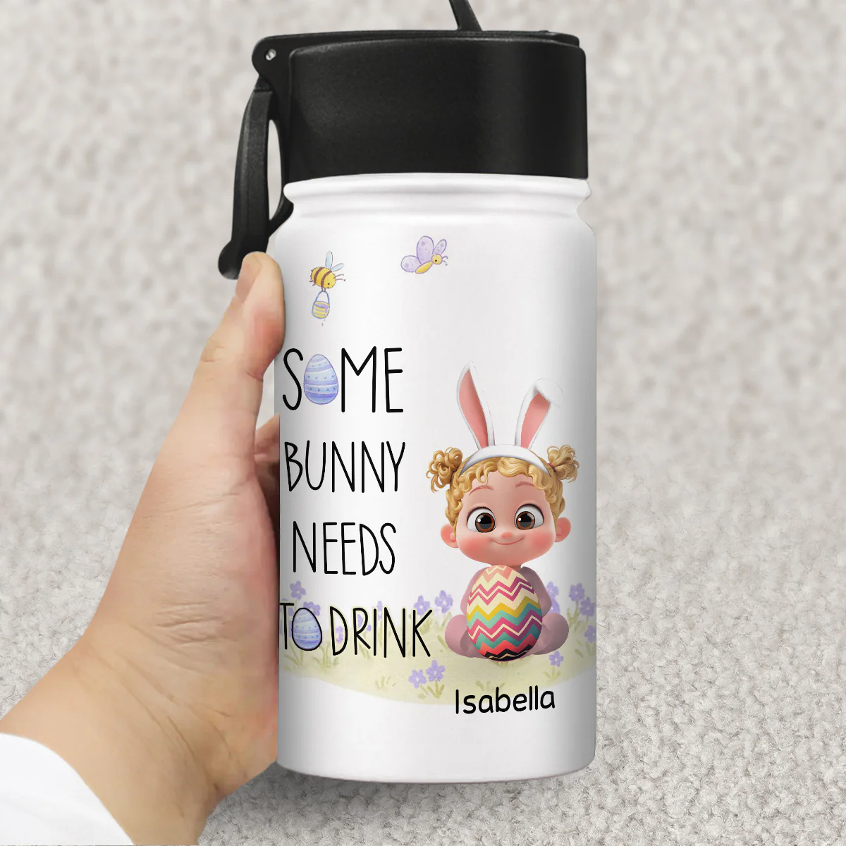 Some Bunny Needs A Drink - Personalized Custom Kids Water Bottle - Image 4