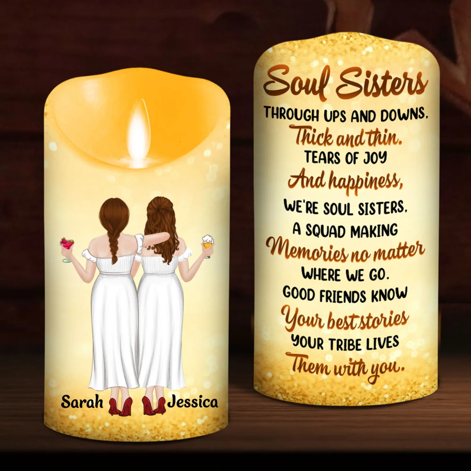 Soul Sisters - Personalized Custom LED Candle - Image 5