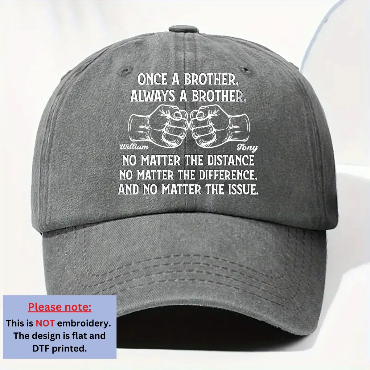 Soulmate Best Friend - Personalized Custom Vintage Washed Denim Cap - Image 8
