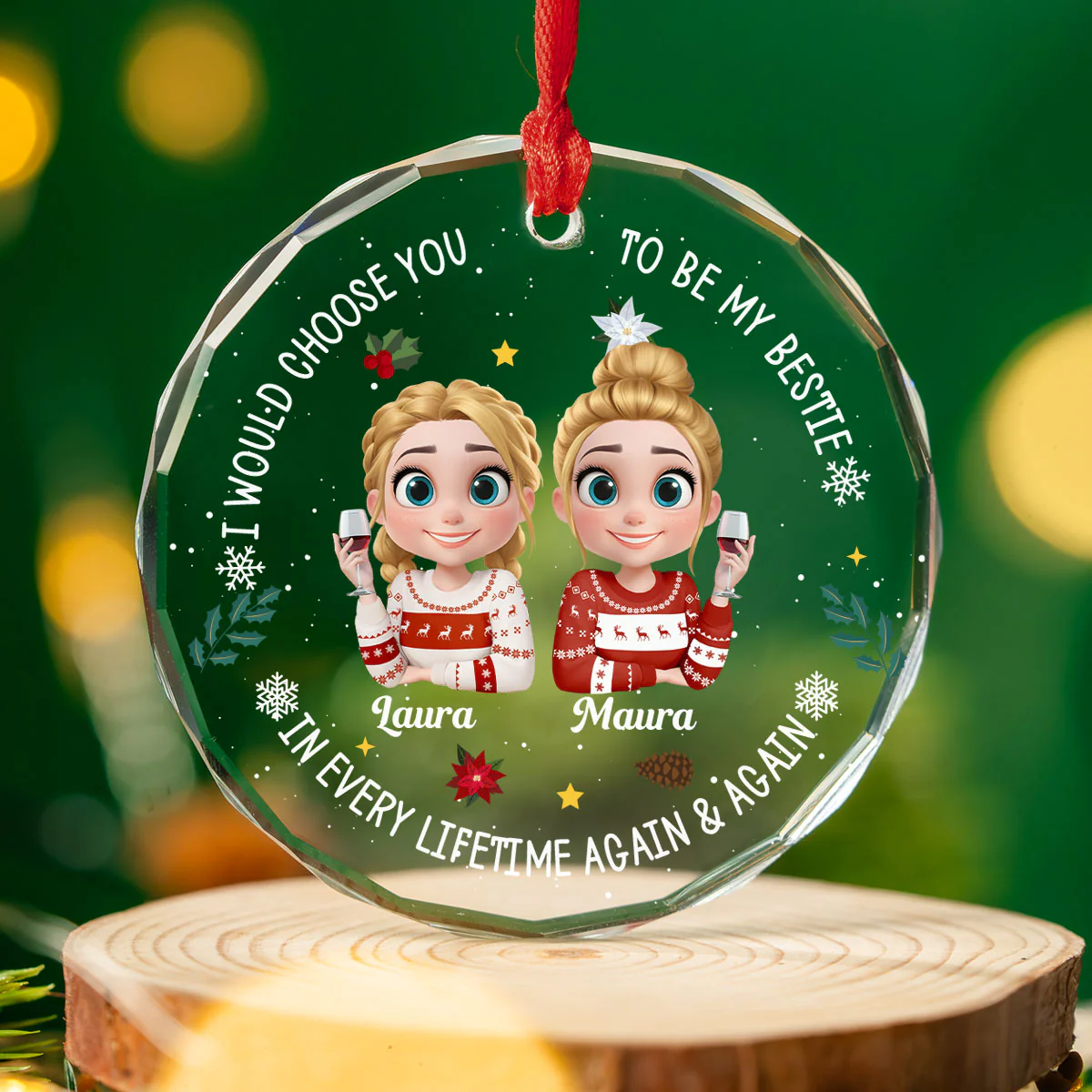 Soulmate In Disguise - Personalized Custom Glass Ornament - Image 3