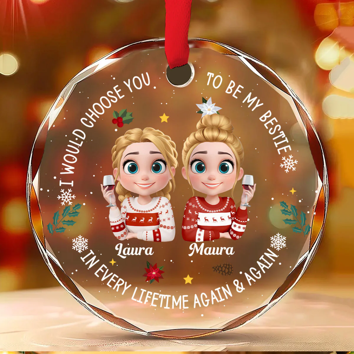 Soulmate In Disguise - Personalized Custom Glass Ornament - Image 4