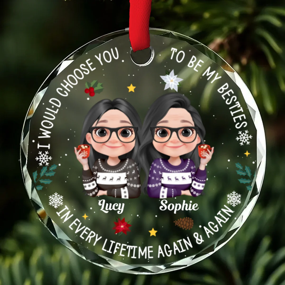 Soulmate In Disguise - Personalized Custom Glass Ornament - Image 7