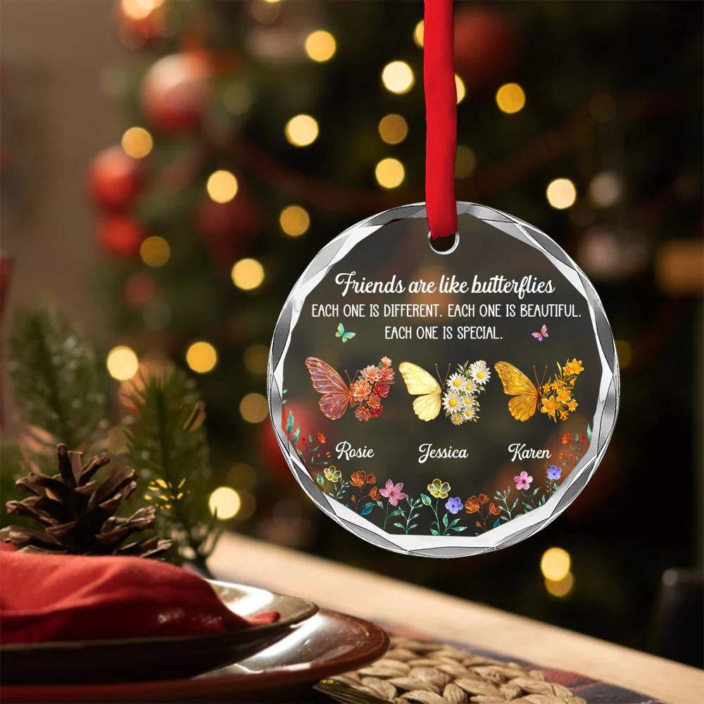 Sparkling Wings For Friends - Personalized Custom Glass Ornament - Image 4