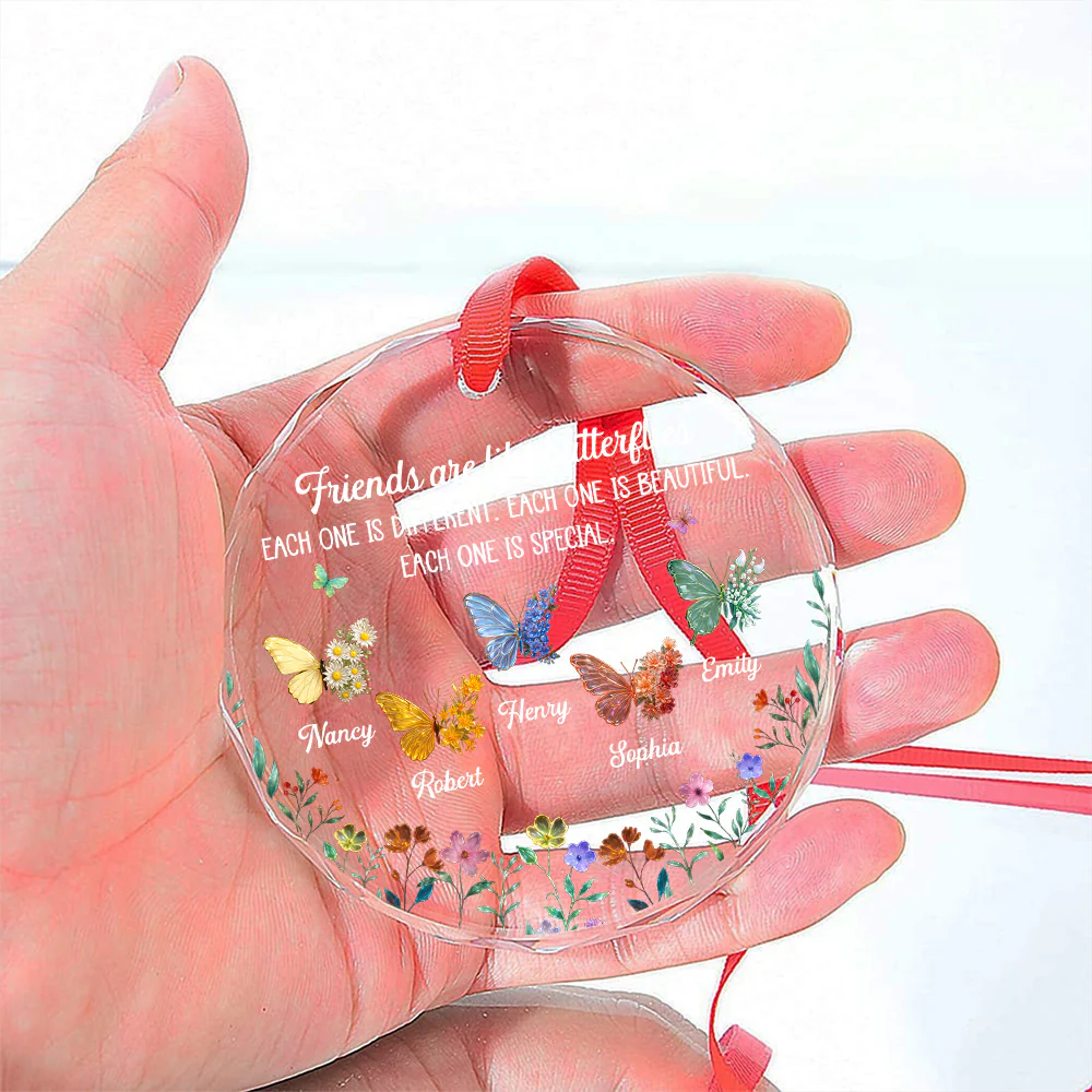Sparkling Wings For Friends - Personalized Custom Glass Ornament - Image 5