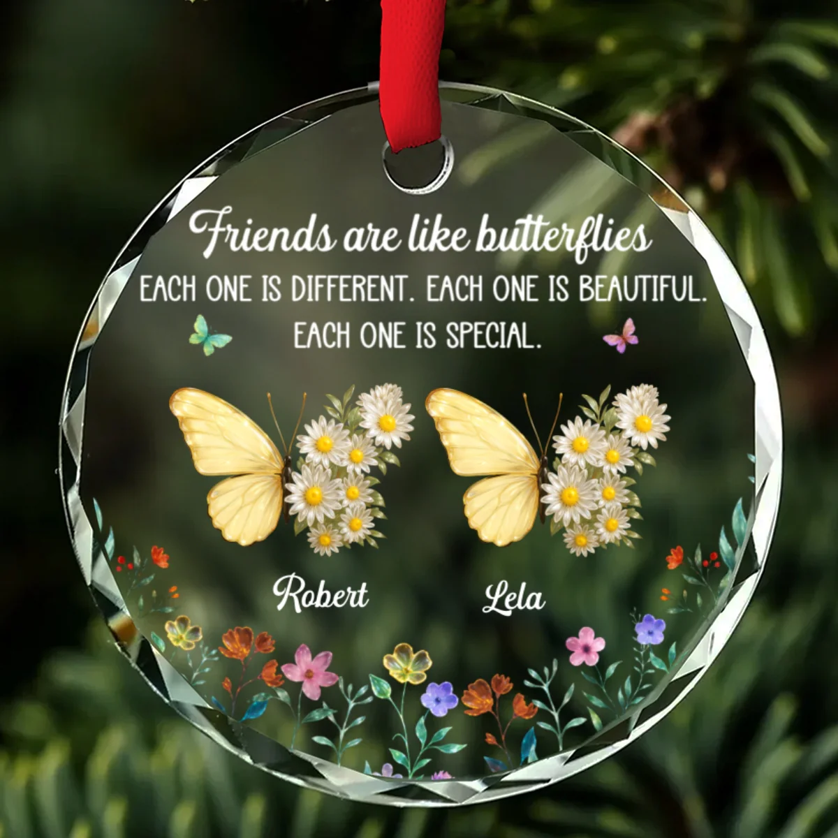 Sparkling Wings For Friends - Personalized Custom Glass Ornament - Image 7