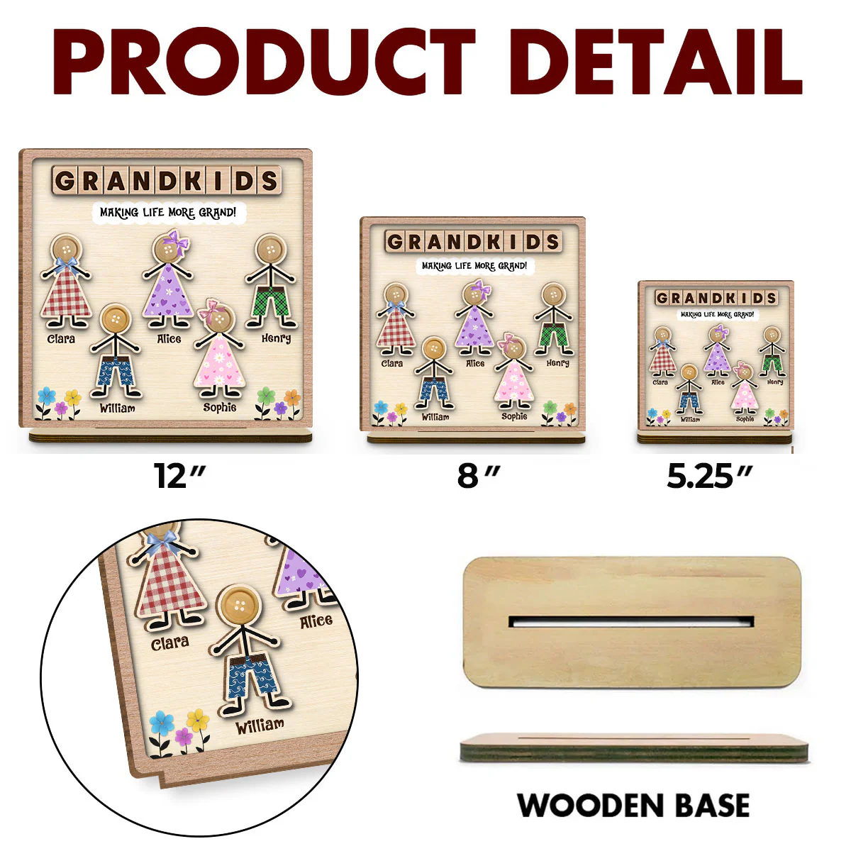 Special Moments - Personalized Custom 2-Layer Wood Plaque With Flat Base - Image 5
