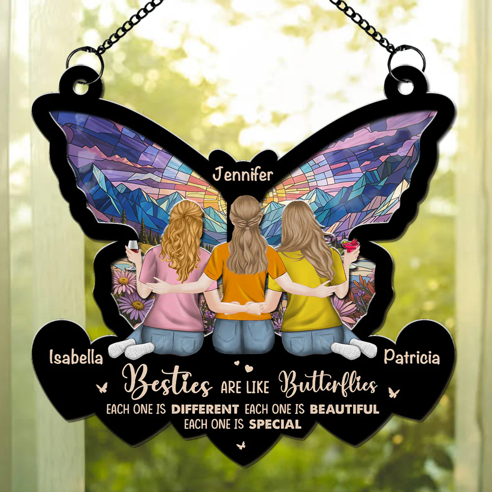 Special Sisters Like Butterflies - Personalized Custom Suncatcher - Image 3