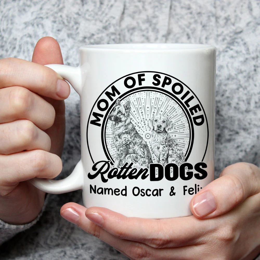 Spoiled Rotten Dog With Blue - Personalized Custom Coffee Mug - Image 2