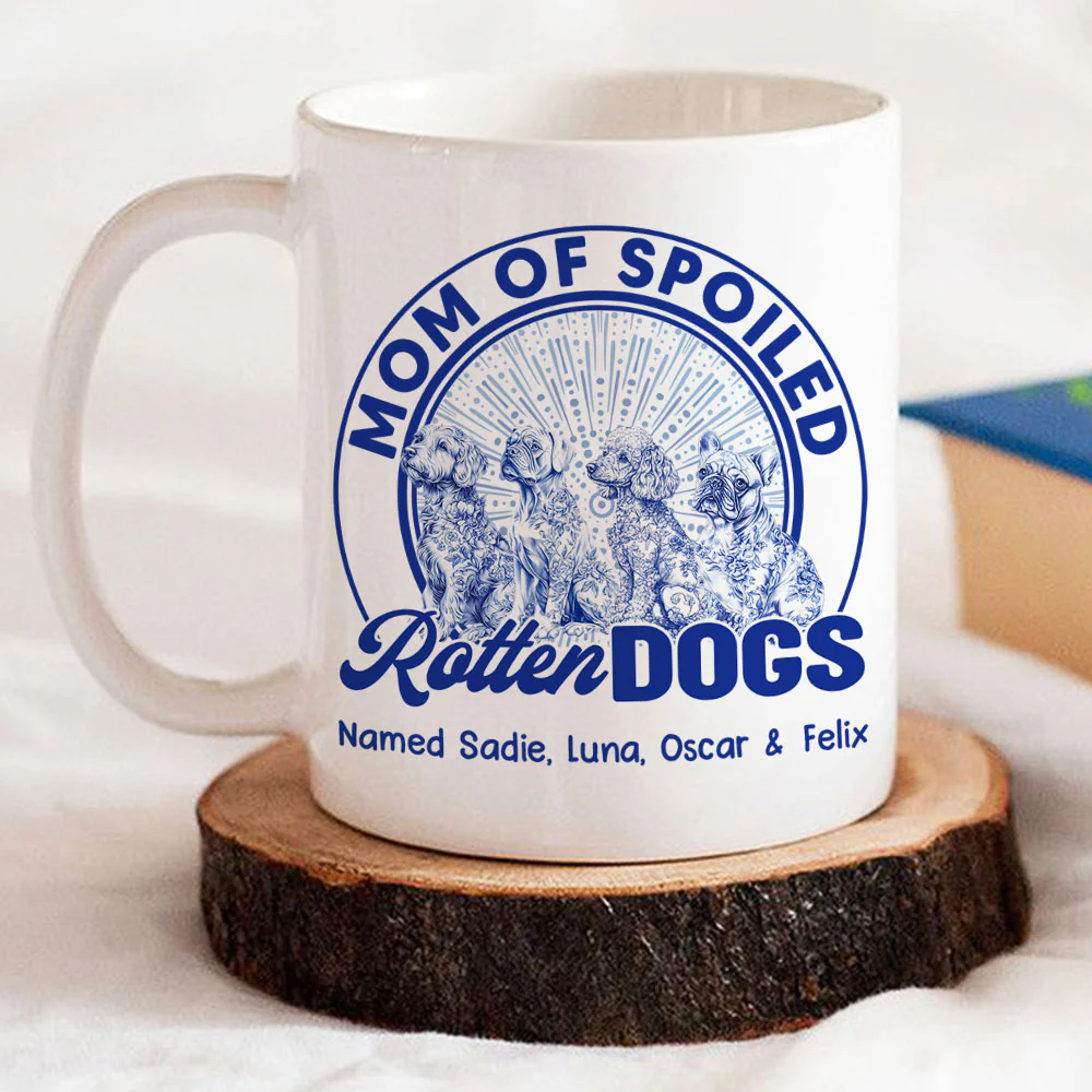 Spoiled Rotten Dog With Blue - Personalized Custom Coffee Mug - Image 4