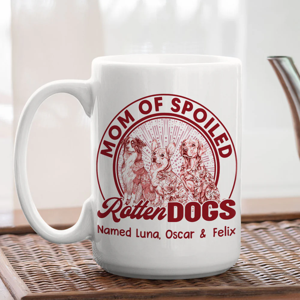 Spoiled Rotten Dog With Blue - Personalized Custom Coffee Mug - Image 6