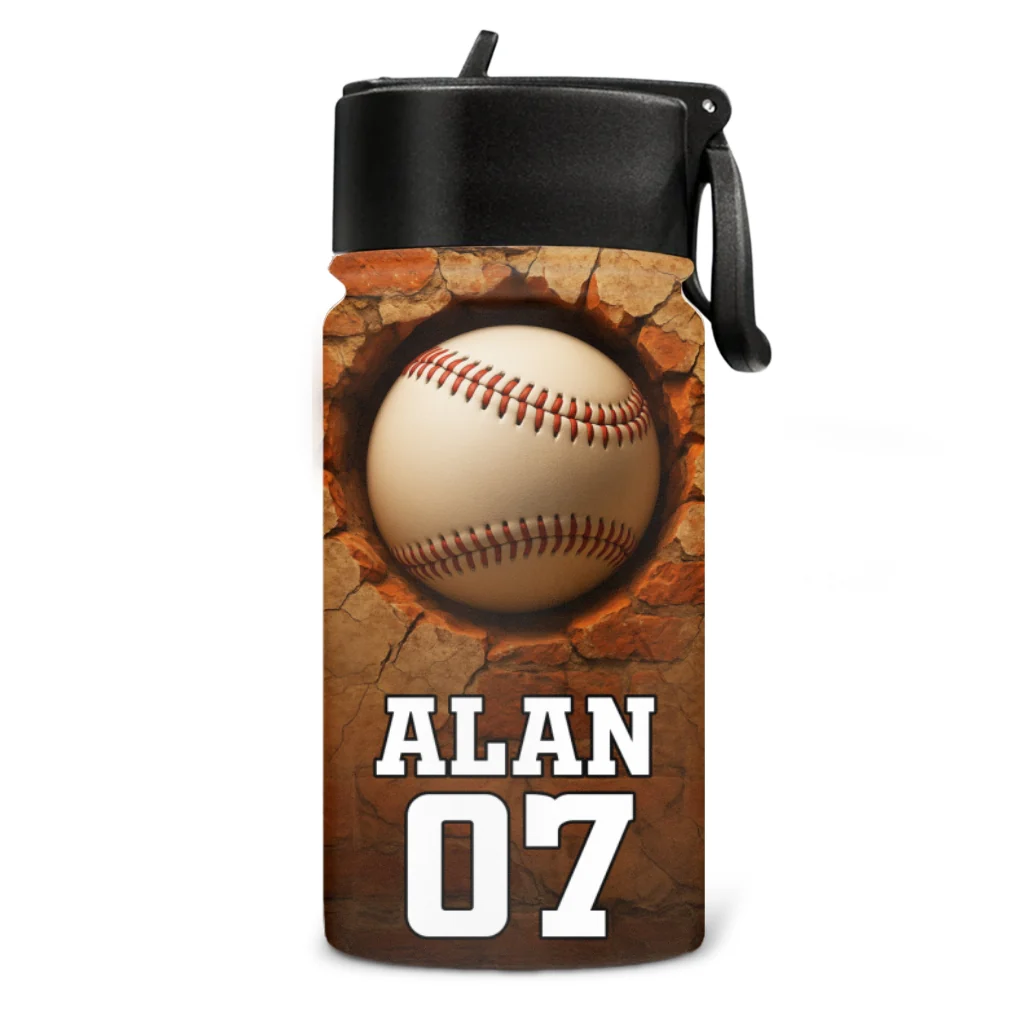Sport Cracked Hole - Personalized Custom 3D Effect Kids Water Bottle - Image 5