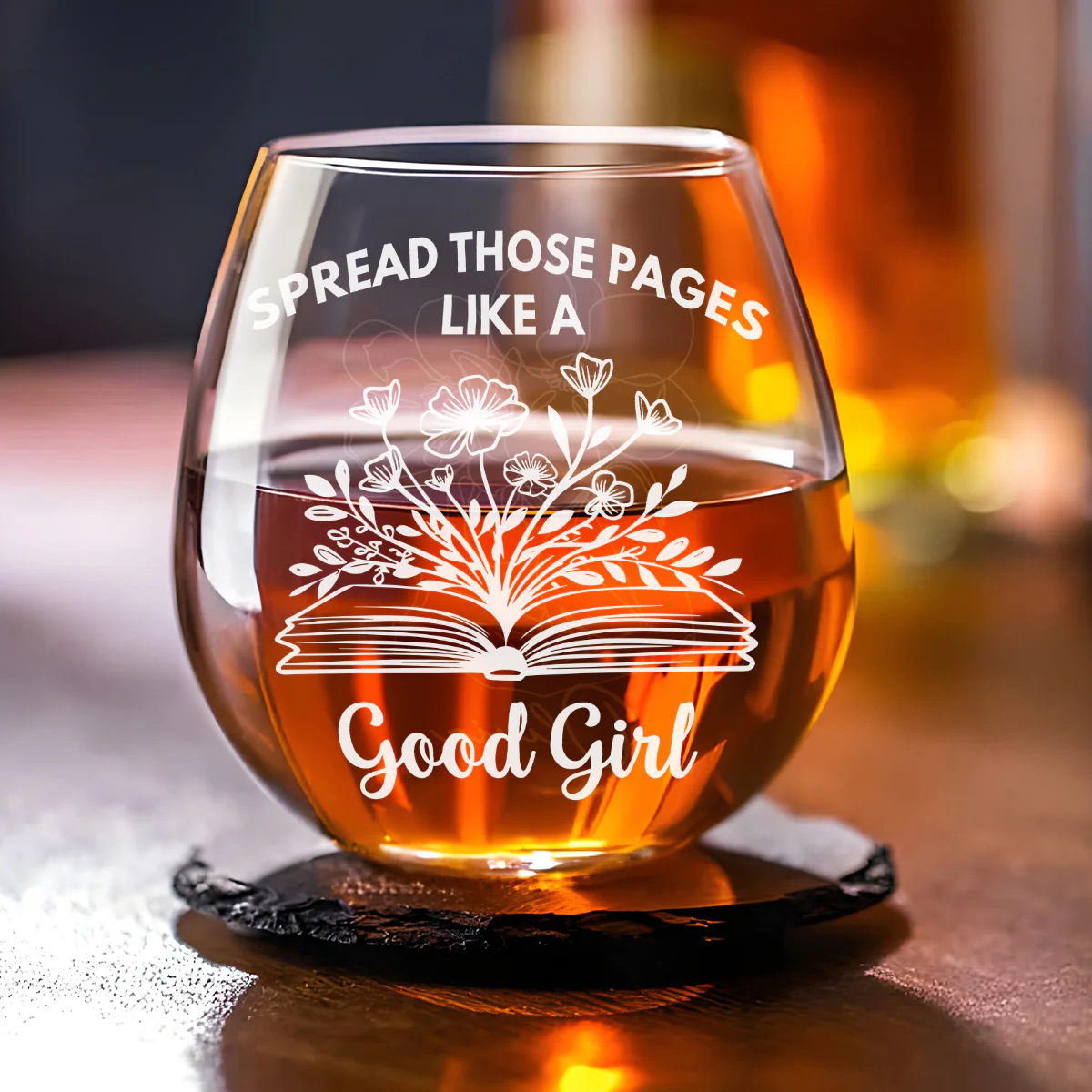 Spread Those Pages Like a Good Girl - Personalized Custom Wine Glass - Image 2