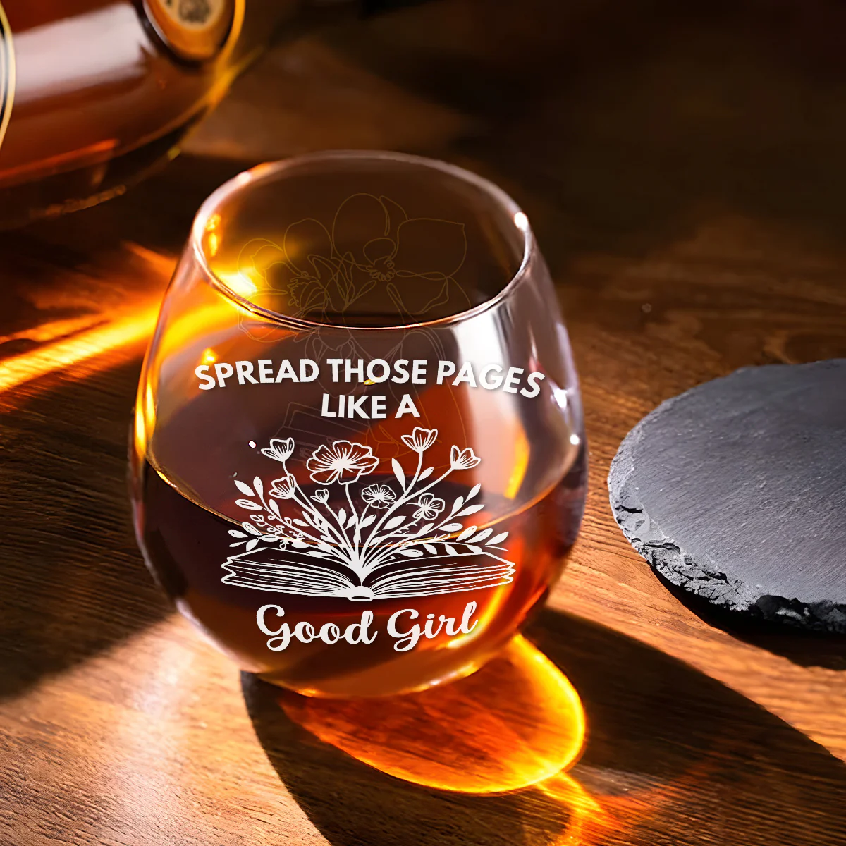 Spread Those Pages Like a Good Girl - Personalized Custom Wine Glass - Image 3