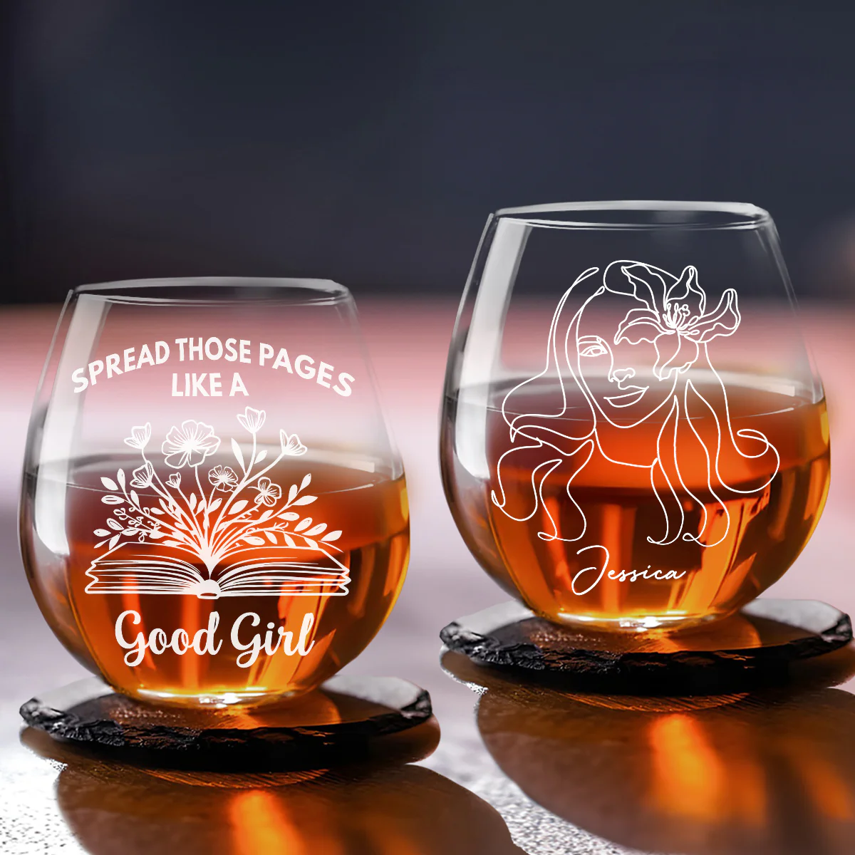 Spread Those Pages Like a Good Girl - Personalized Custom Wine Glass - Image 5