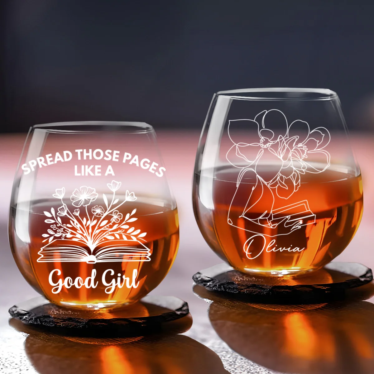 Spread Those Pages Like a Good Girl - Personalized Custom Wine Glass - Image 6