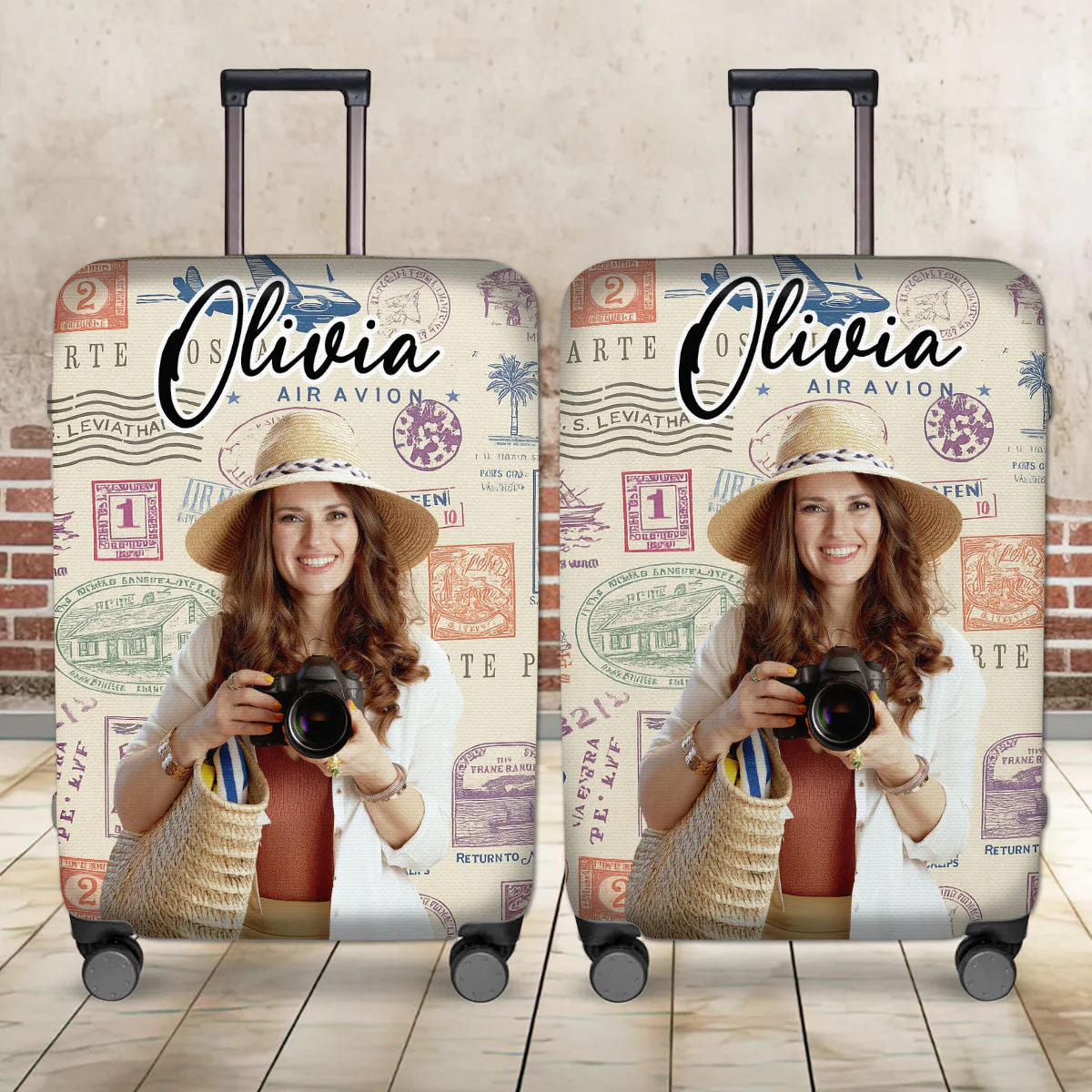 Stamp Collection - Personalized Custom Luggage Cover - Image 2