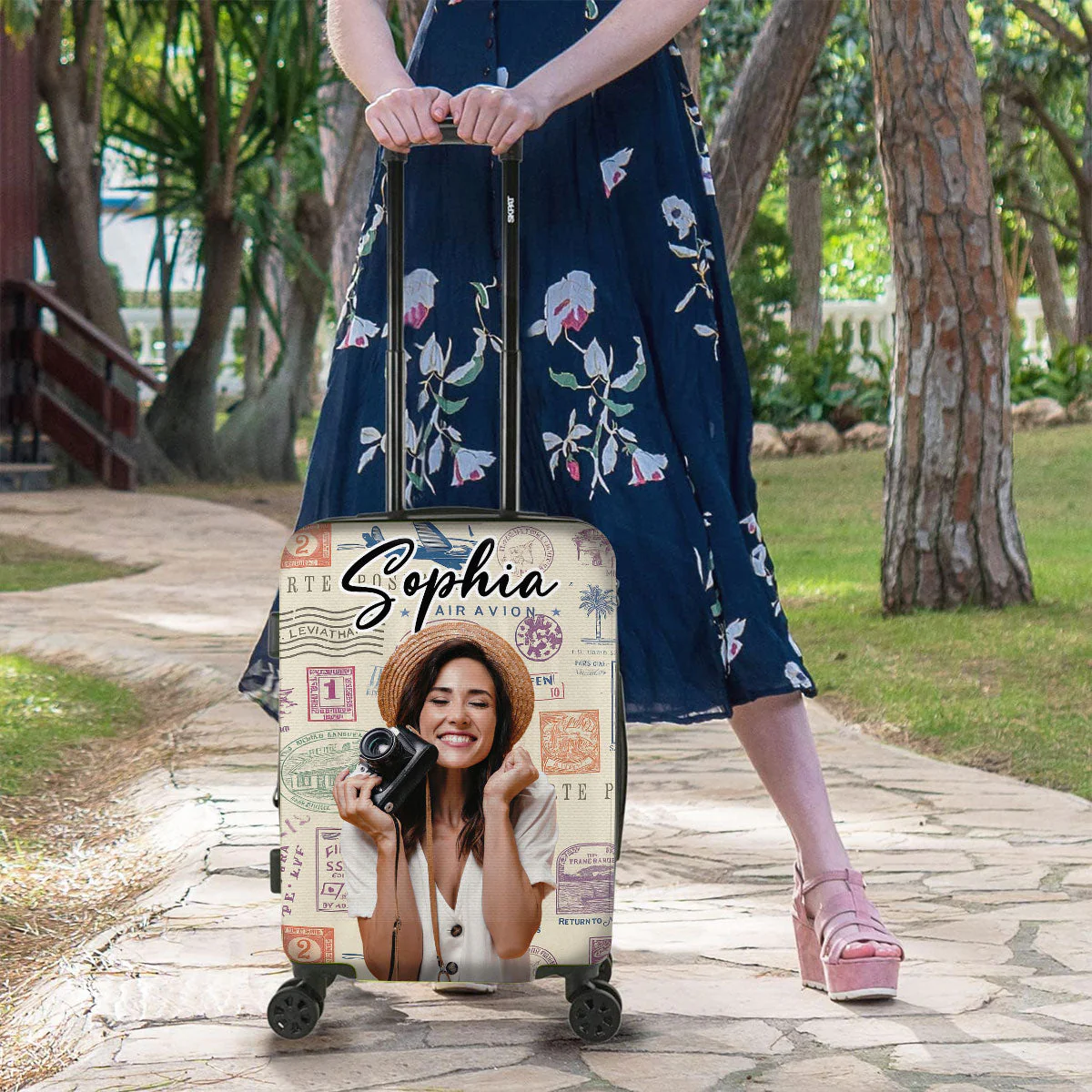 Stamp Collection - Personalized Custom Luggage Cover - Image 3
