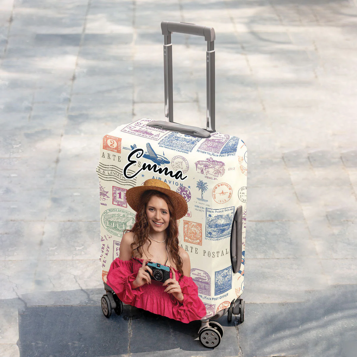 Stamp Collection - Personalized Custom Luggage Cover - Image 5