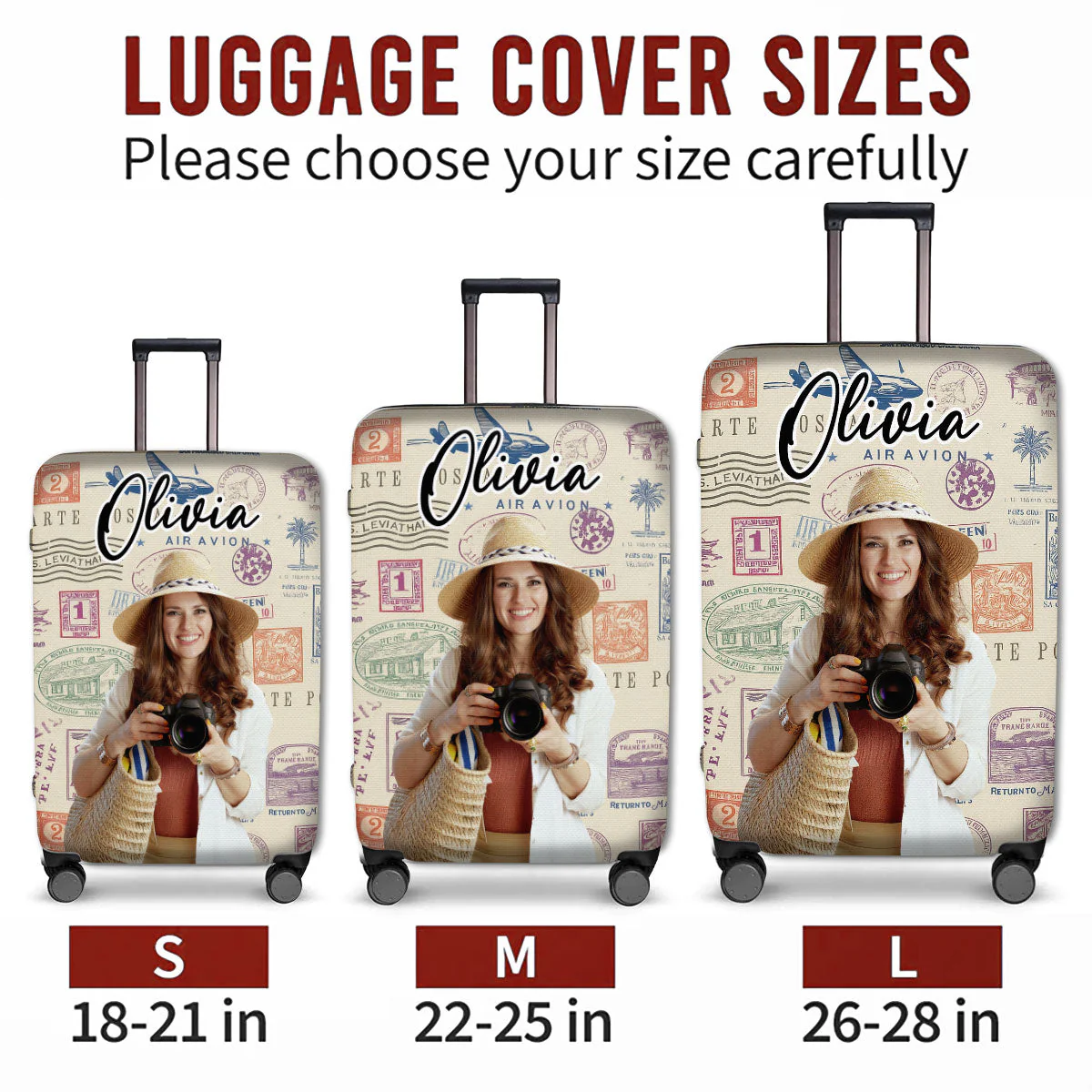 Stamp Collection - Personalized Custom Luggage Cover - Image 6