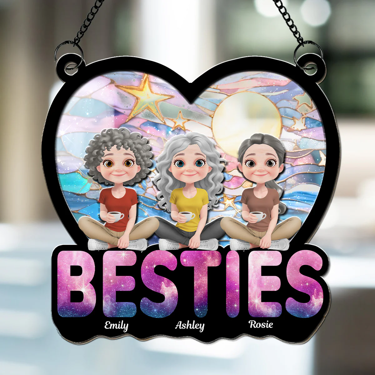 Stars And Moon - Personalized Custom Suncatcher  - Image 2