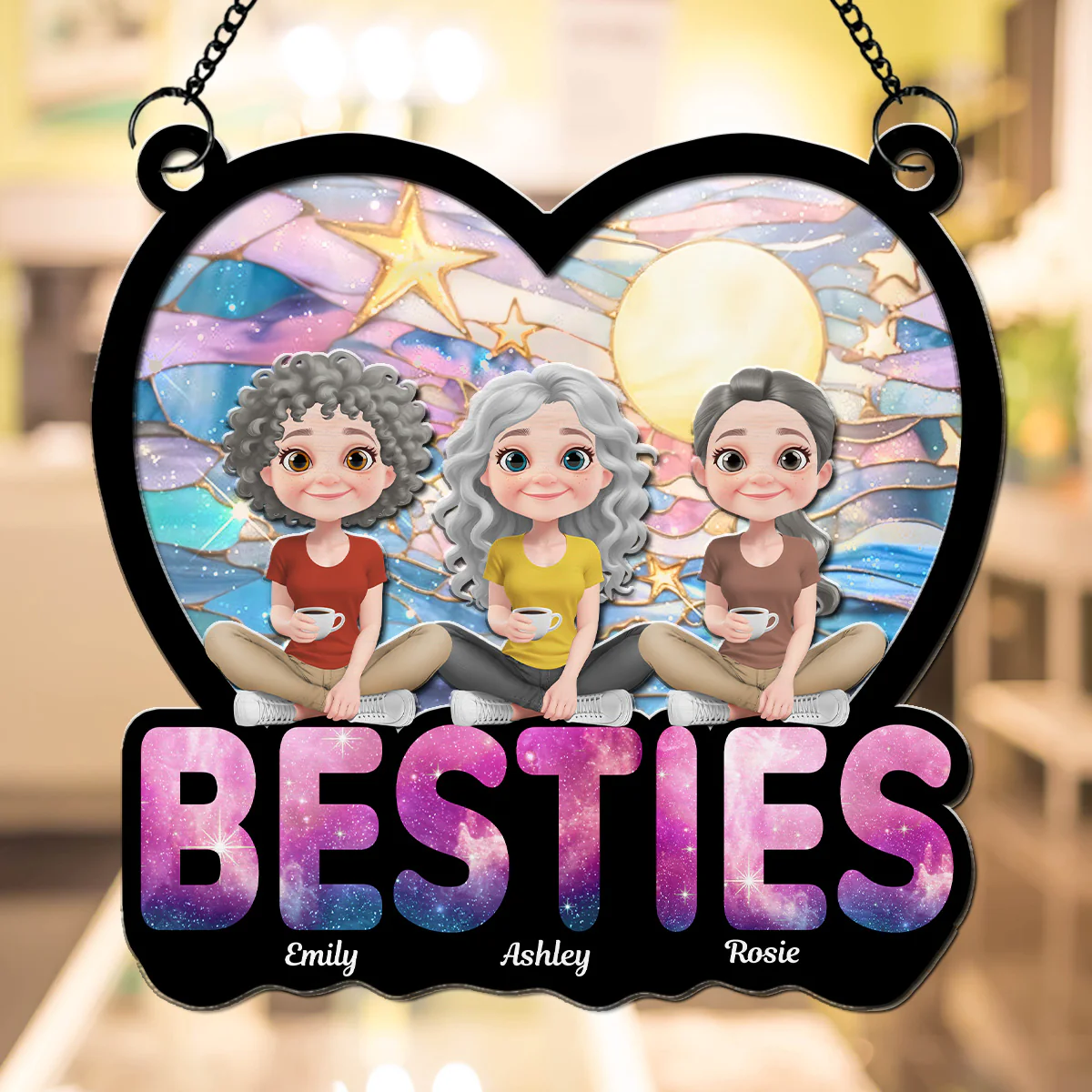 Stars And Moon - Personalized Custom Suncatcher  - Image 4