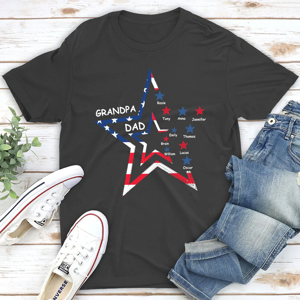 Stars & Stripes And Dad Grandpa Title - Personalized Custom Shirt - Image 2