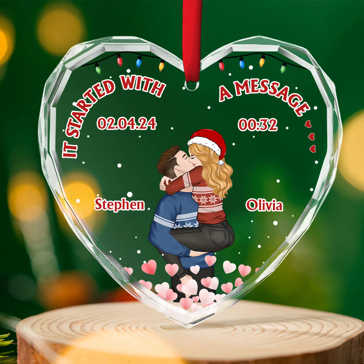 Started With A Message - Personalized Custom Glass Ornament - Image 2