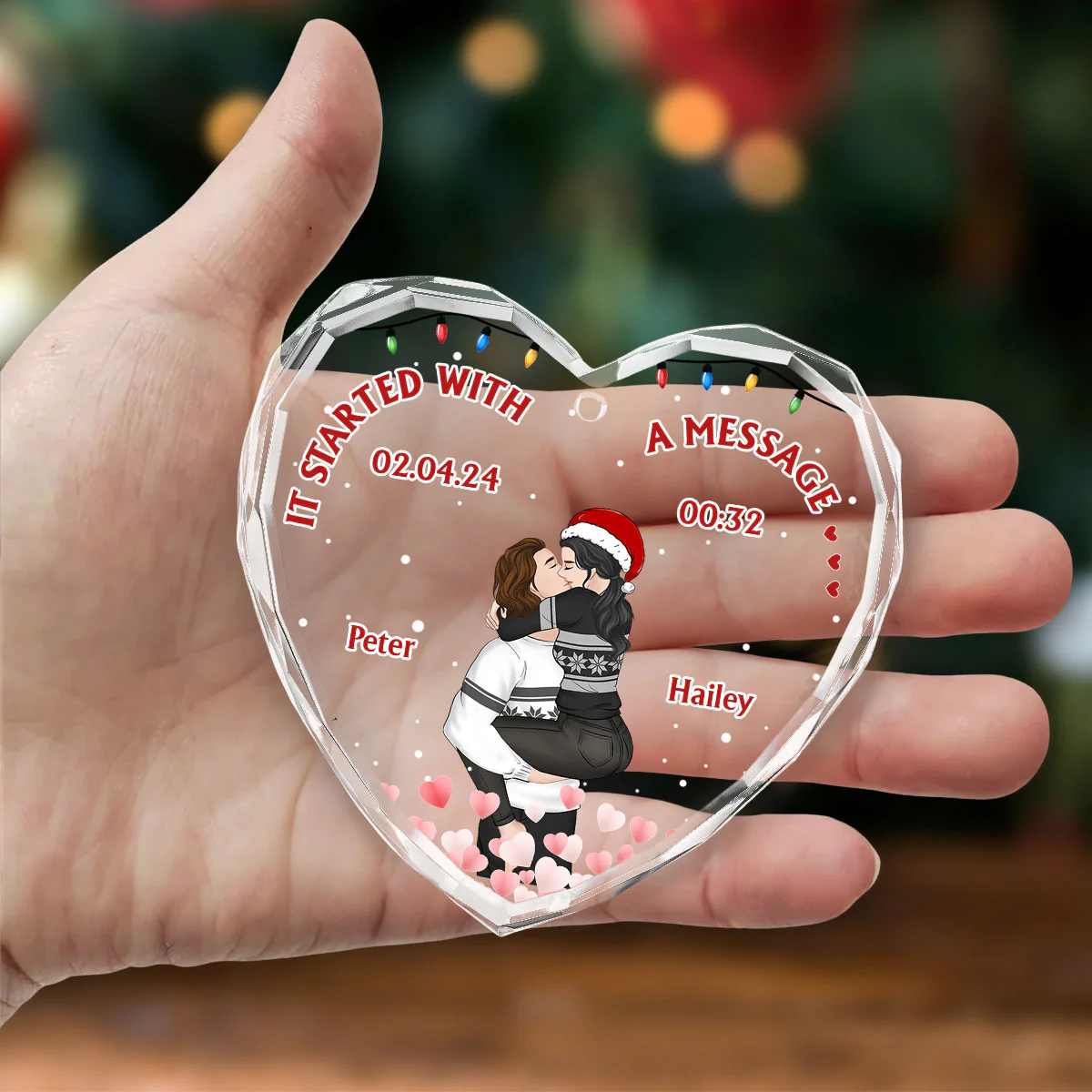 Started With A Message - Personalized Custom Glass Ornament - Image 3