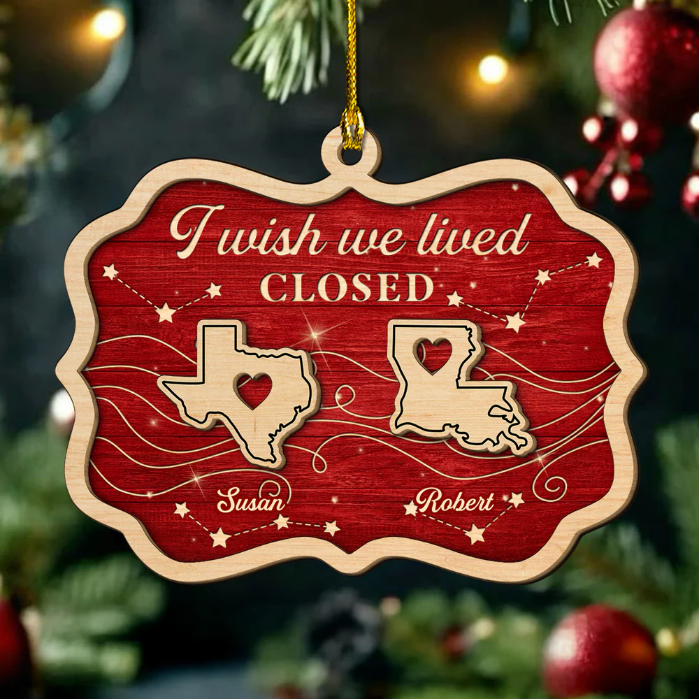 State To State Friendship - Personalized Custom 2-Layered Wood Ornament - Image 2