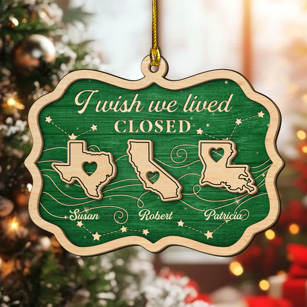 State To State Friendship - Personalized Custom 2-Layered Wood Ornament - Image 3