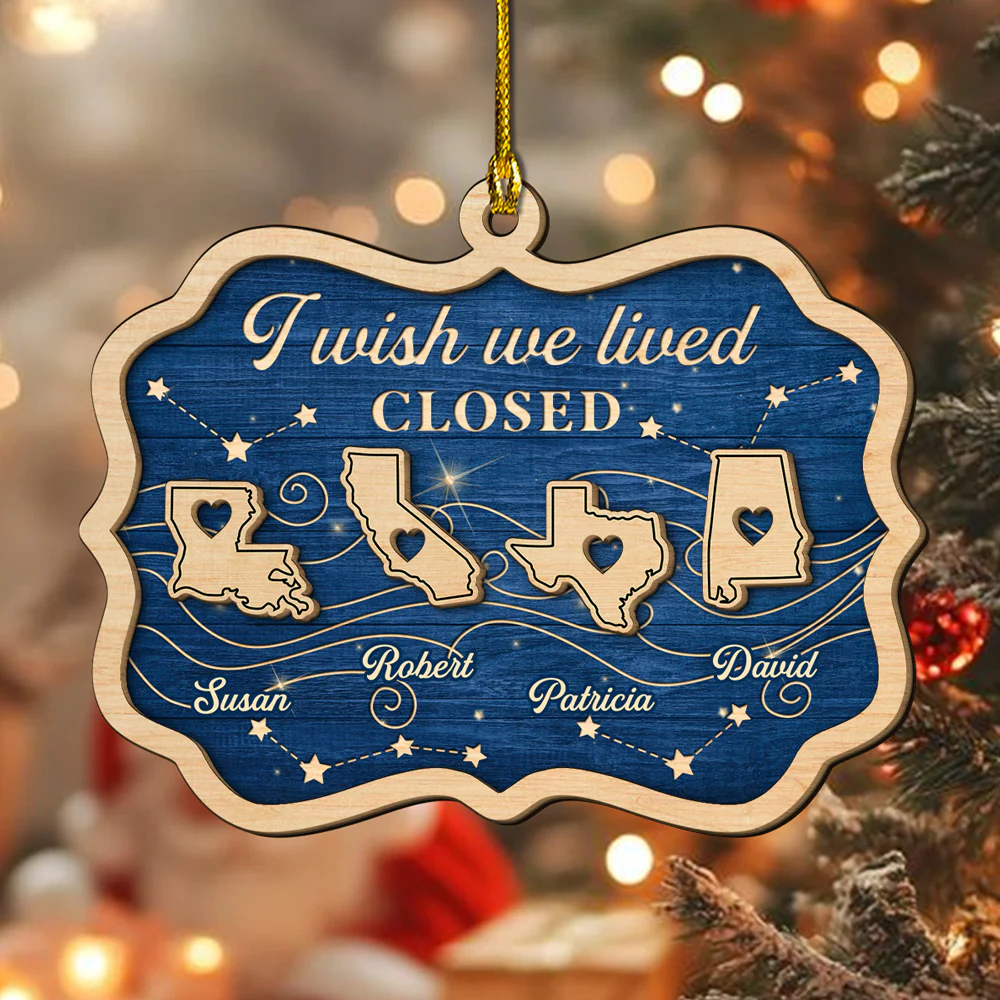 State To State Friendship - Personalized Custom 2-Layered Wood Ornament - Image 4
