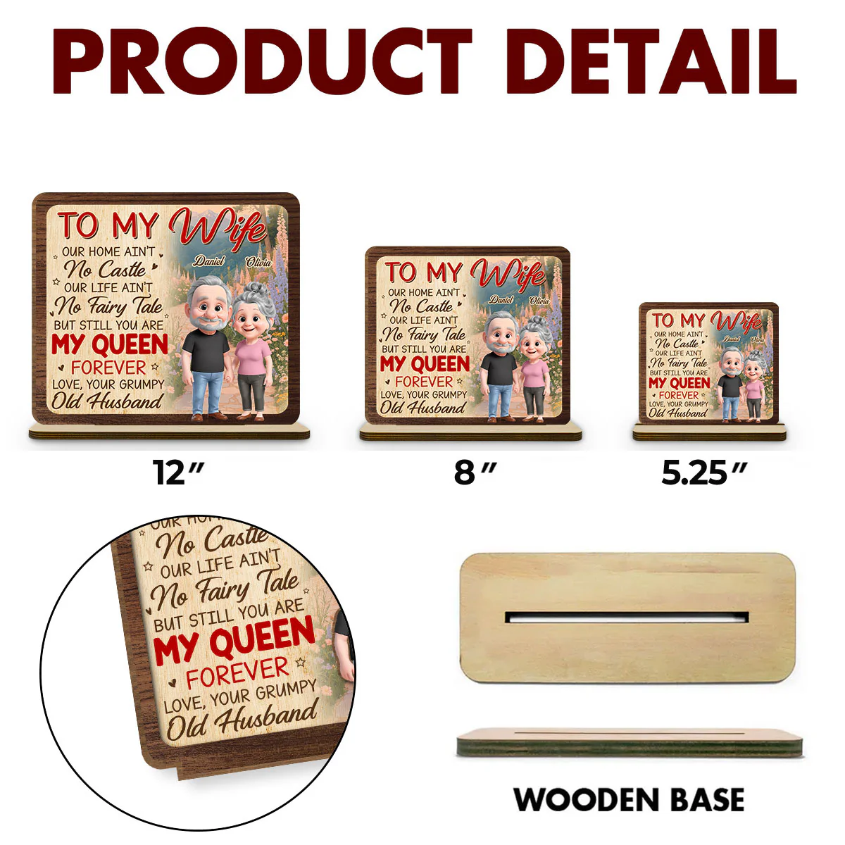 Still My Queen - Personalized Custom 2-Layer Wood Plaque With Flat Base - Image 5