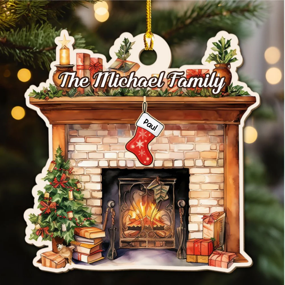 Stocking Christmas Family - Personalized Custom Wood Ornament - Image 6