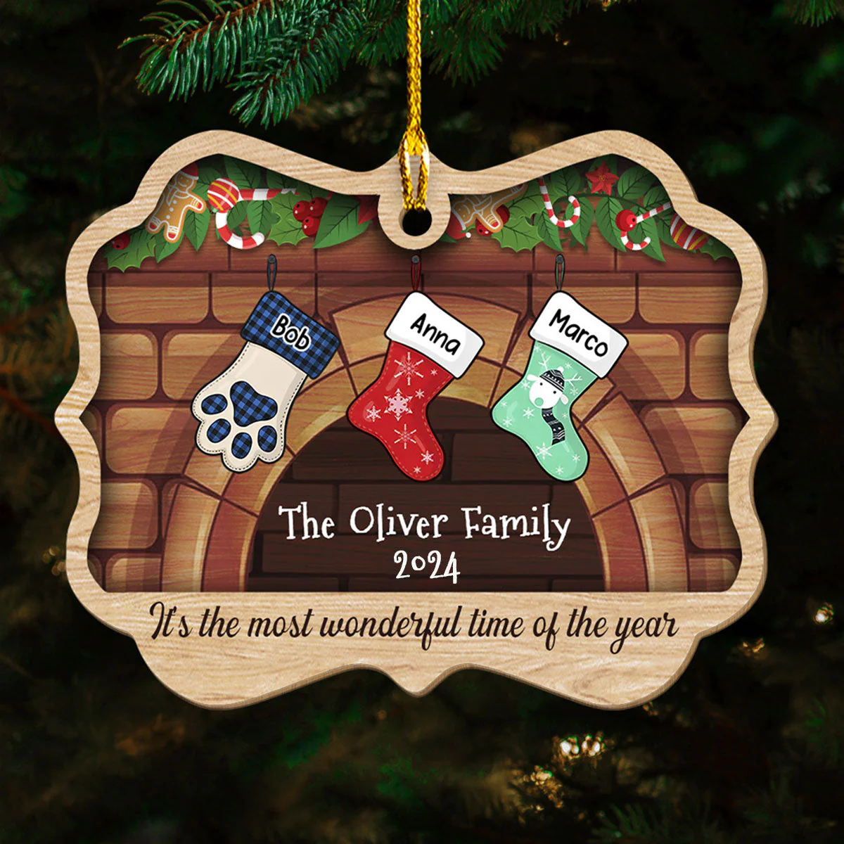 Stockings Were Hung - Personalized Custom 1-layered Wood Ornament