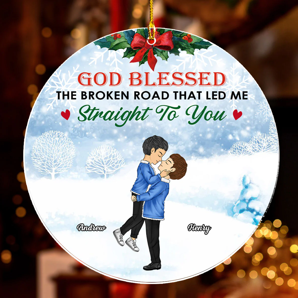 Straight To You Christmas - Personalized Custom Acrylic Ornament - Image 3