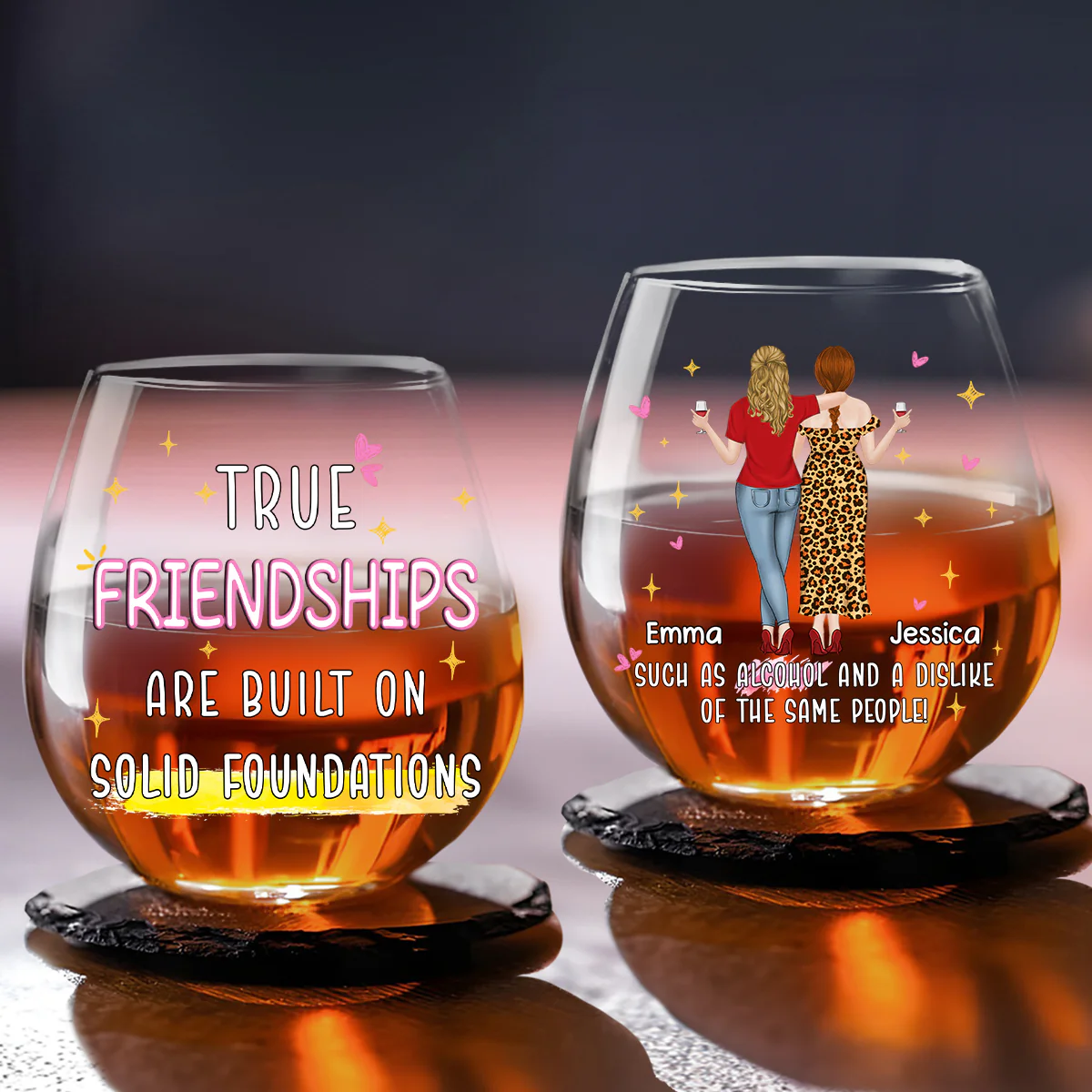 Strong Friendships Are Rooted In Trust And Fun - Personalized Custom Wine Glass