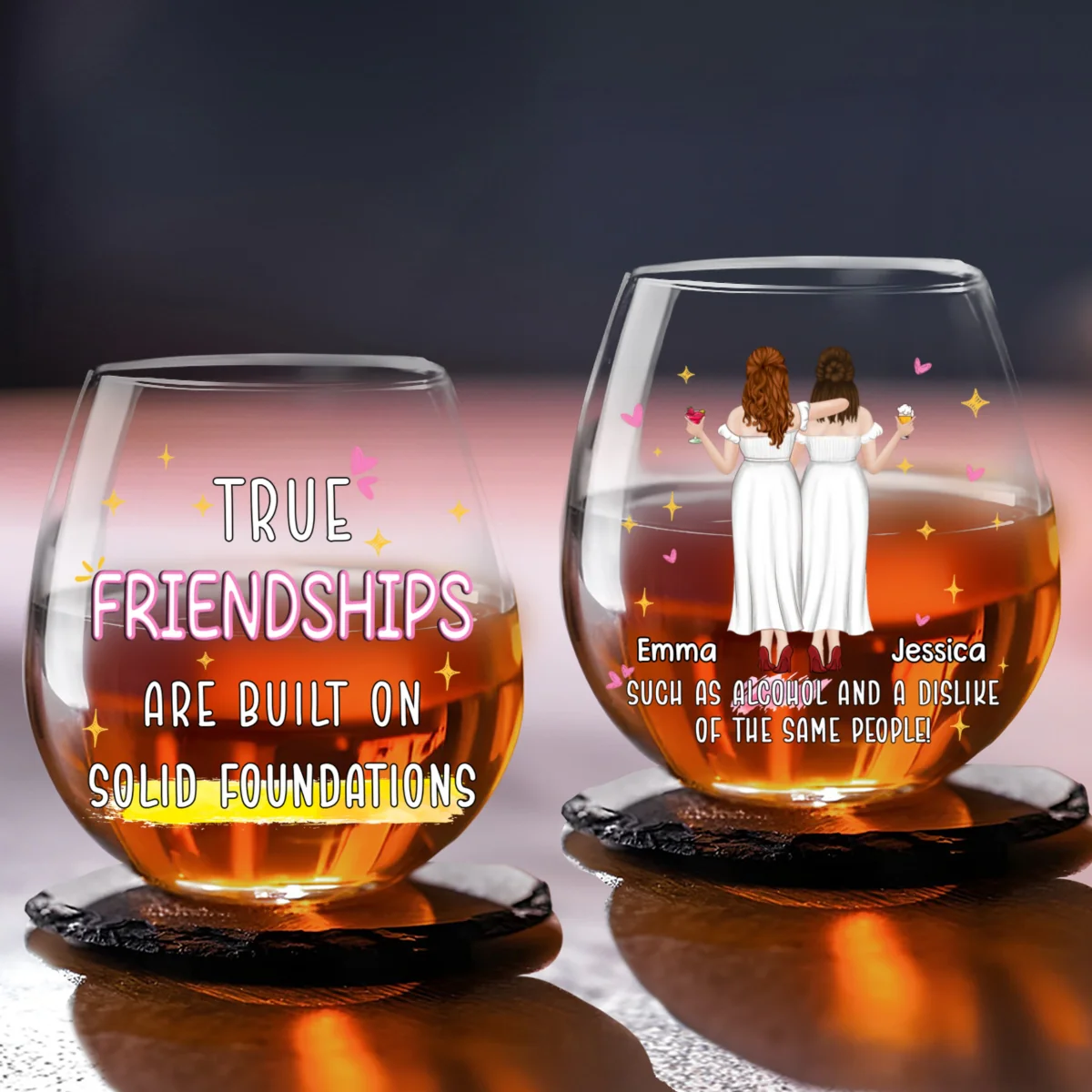 Strong Friendships Are Rooted In Trust And Fun - Personalized Custom Wine Glass - Image 6